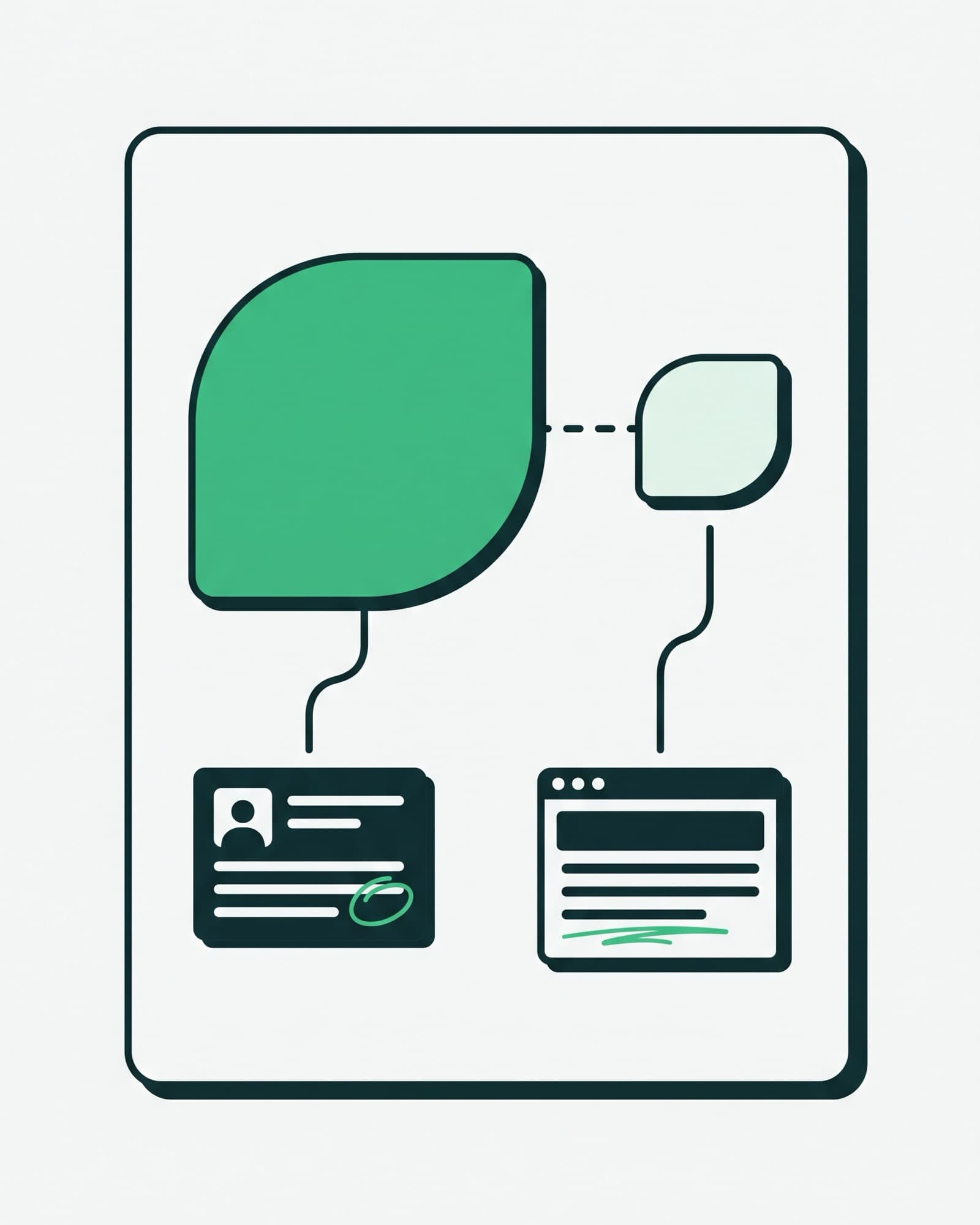 The proportion split: a large shape for the Google Business Profile next to a much smaller shape for the website