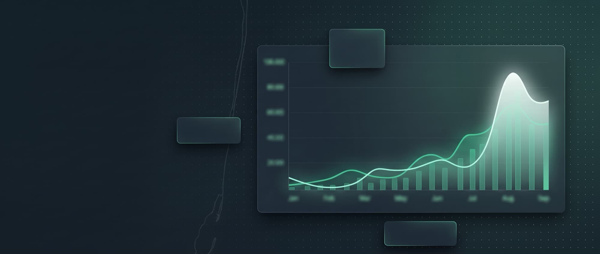 Search growth texture: a faint area chart rising near the right edge