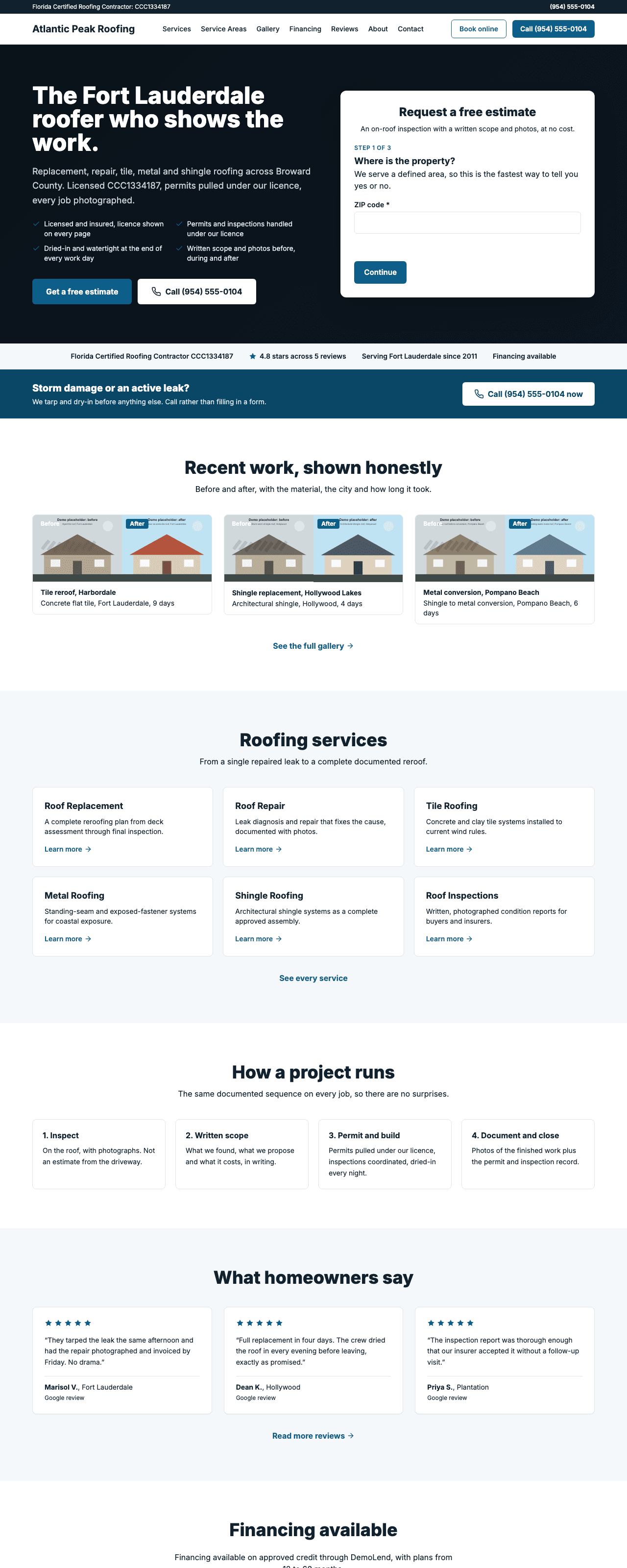 Full-page screenshot of Atlantic Peak, the Growth-tier template every build starts from